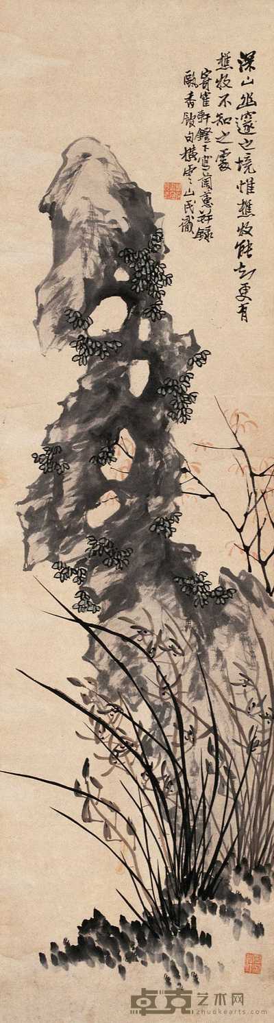 胡公寿 深山幽邃 立轴 146×40cm
